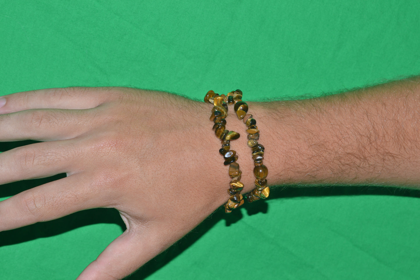 Tiger’s Eye Chip Choker with 8mm Round Spacers – Bold Energy (16”)