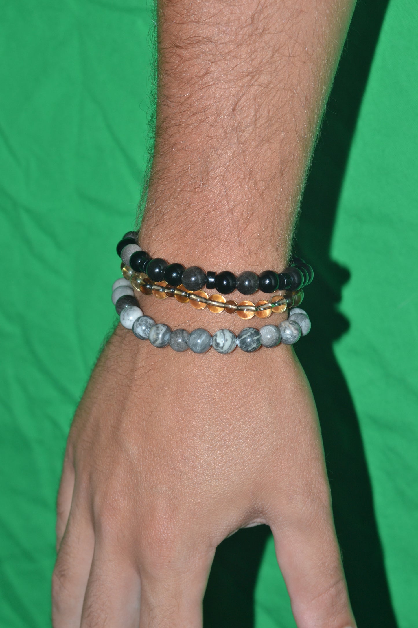 Obsidian & Onyx Heart Bracelet – Grounded Protection & Inner Strength (4mm + 2mm)