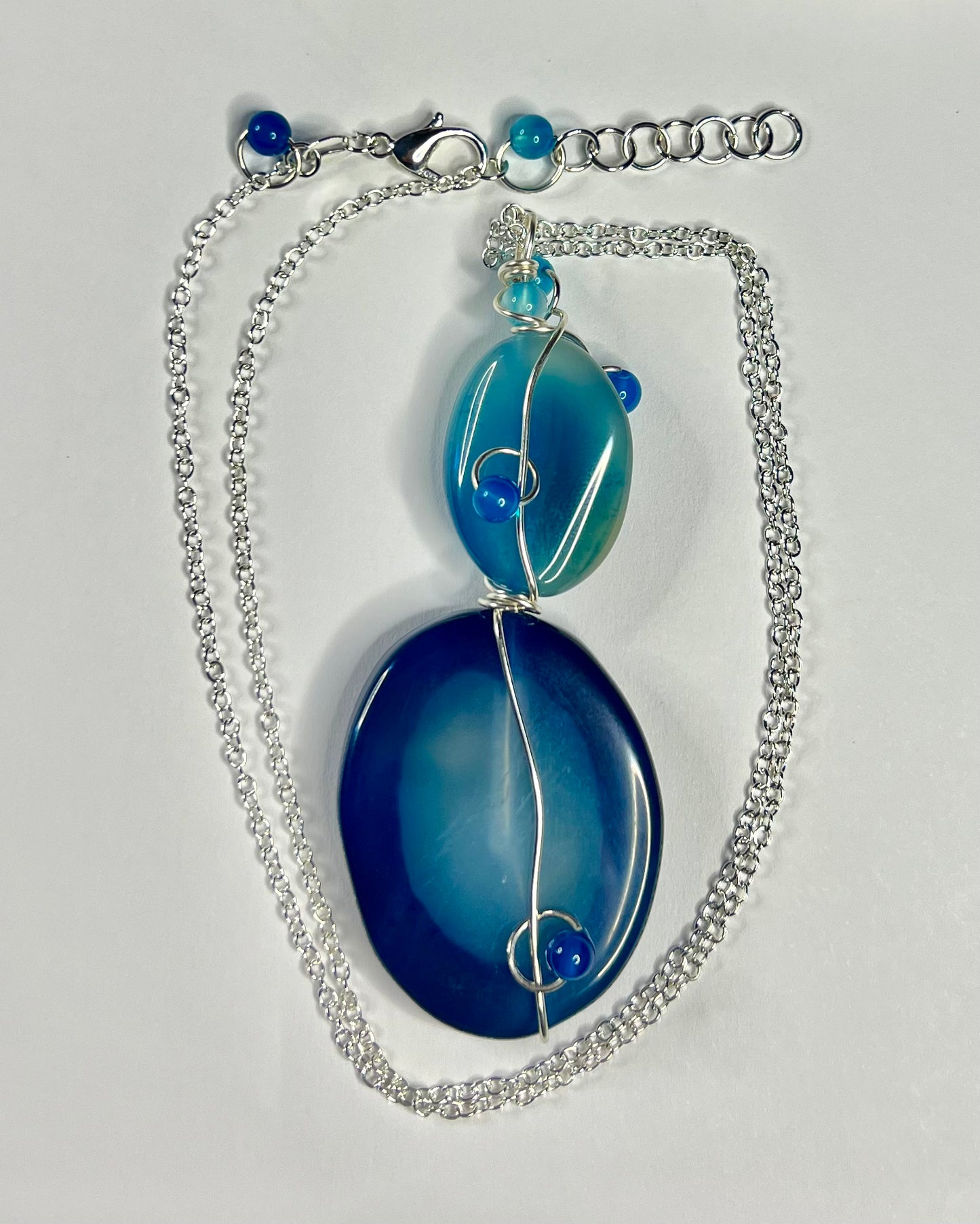 Blue Lace Agate Necklace (20”)