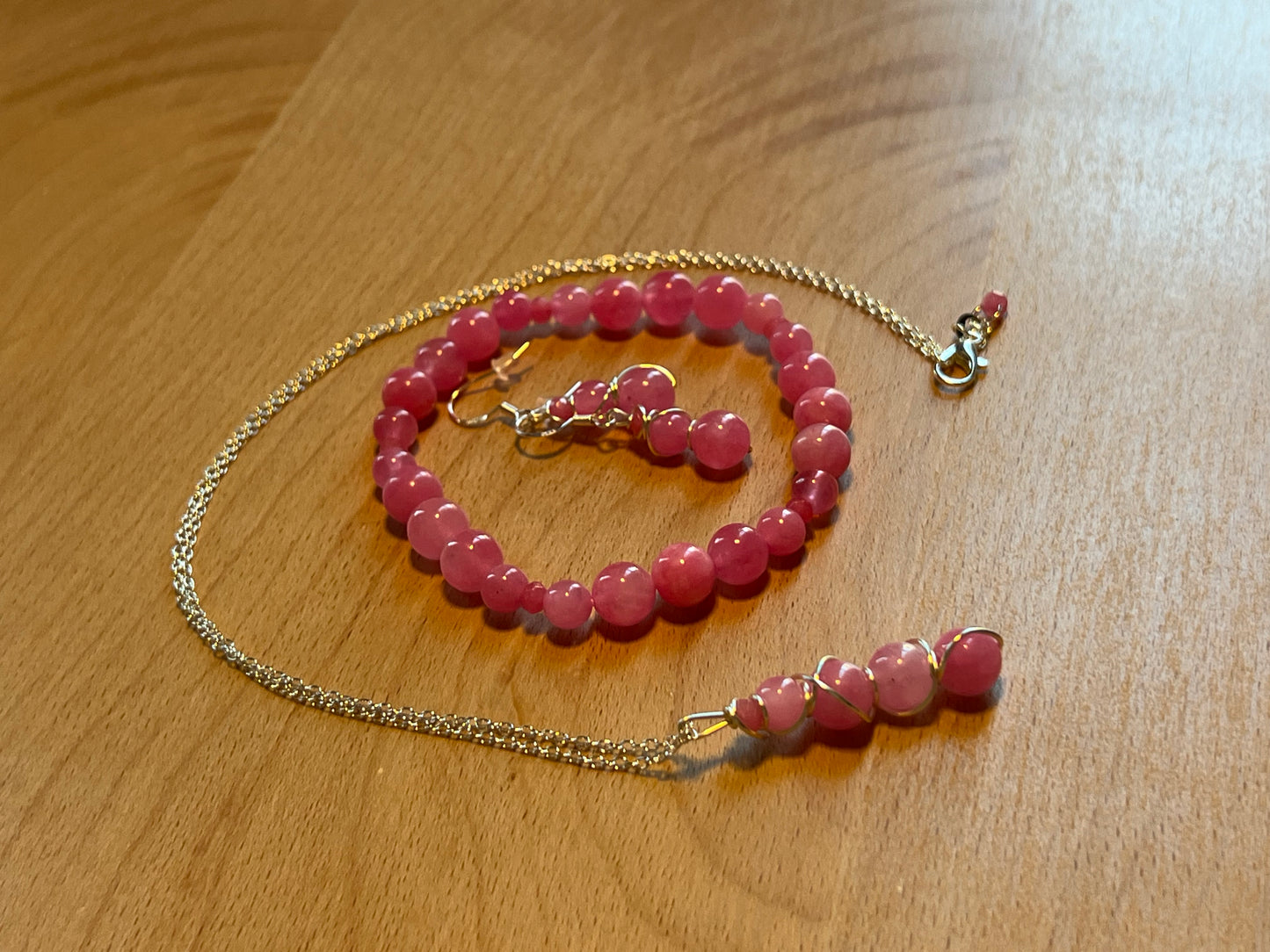 Pink Jade Jewelry Set