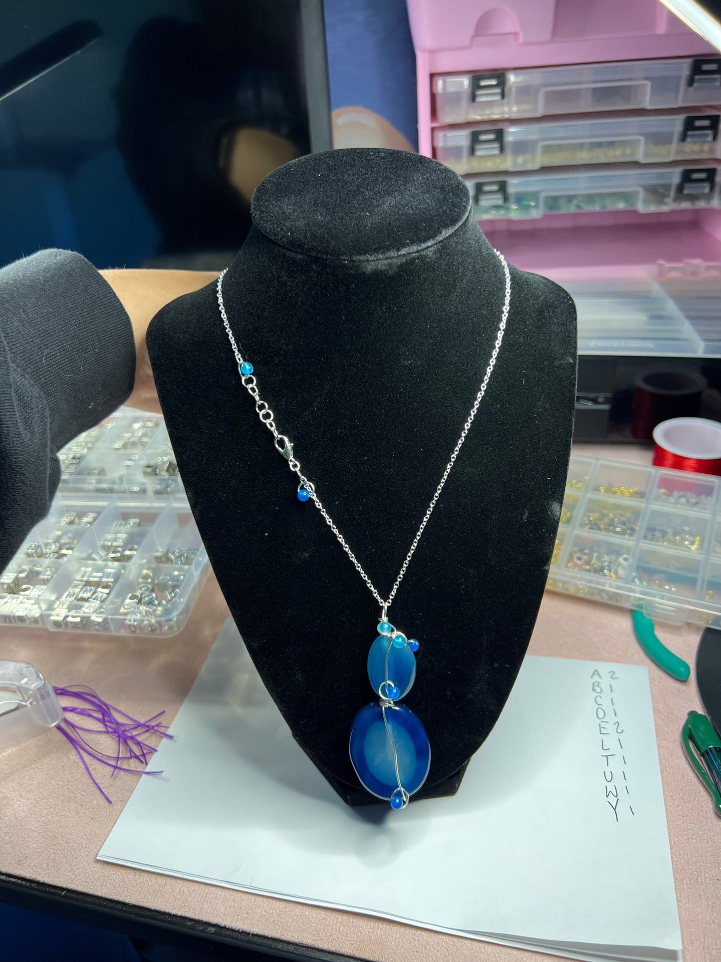 Blue Lace Agate Necklace (20”)
