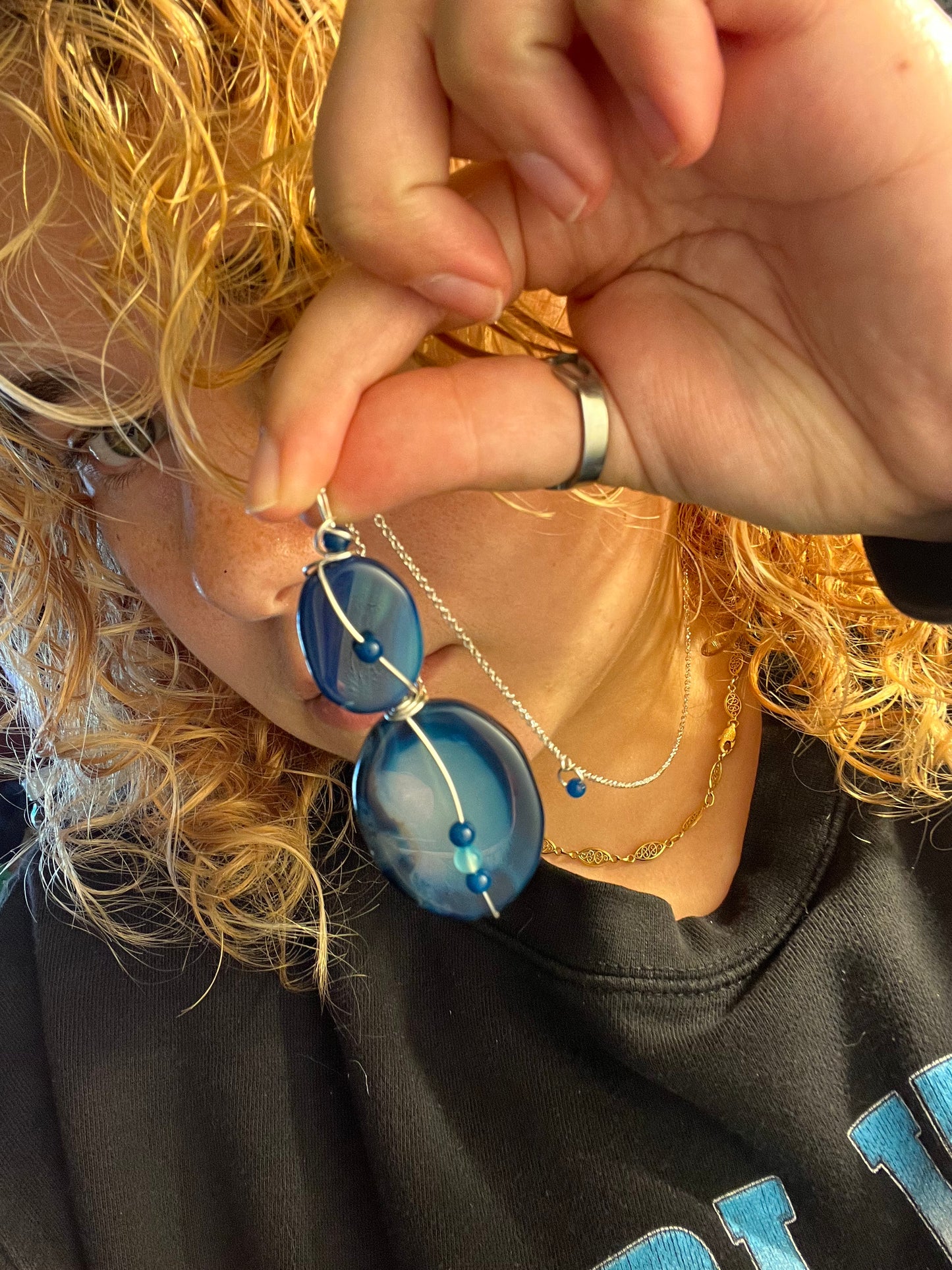 Blue Lace Agate Necklace (30”)