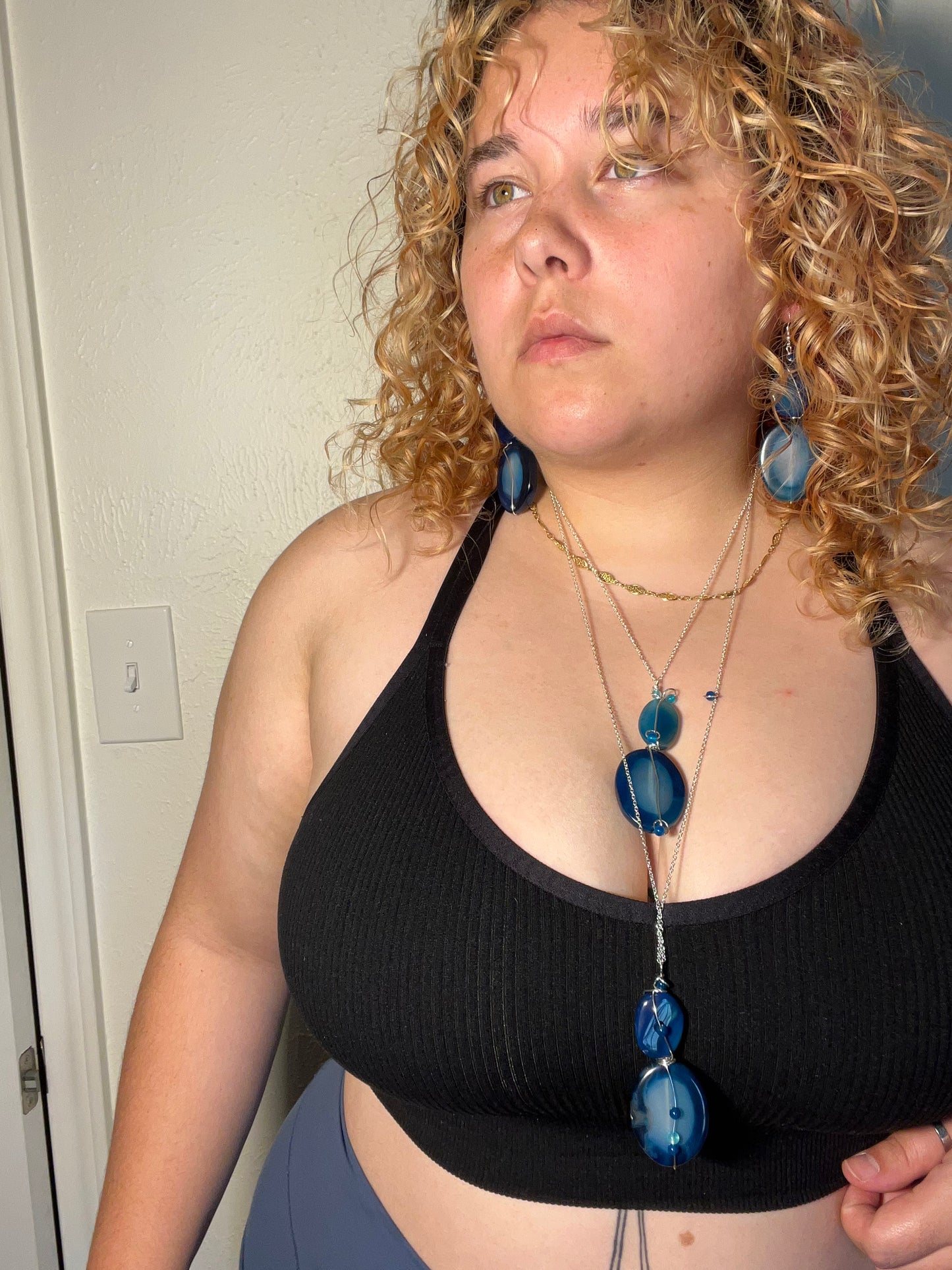 Blue Lace Agate Necklace (20”)