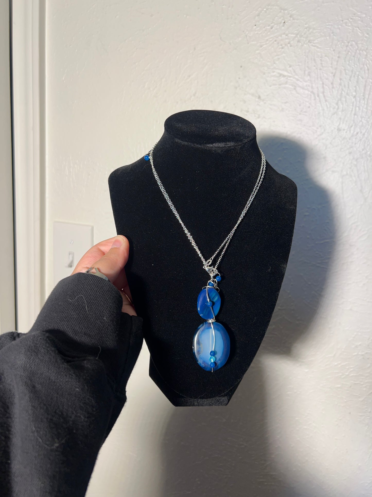 Blue Lace Agate Necklace (30”)