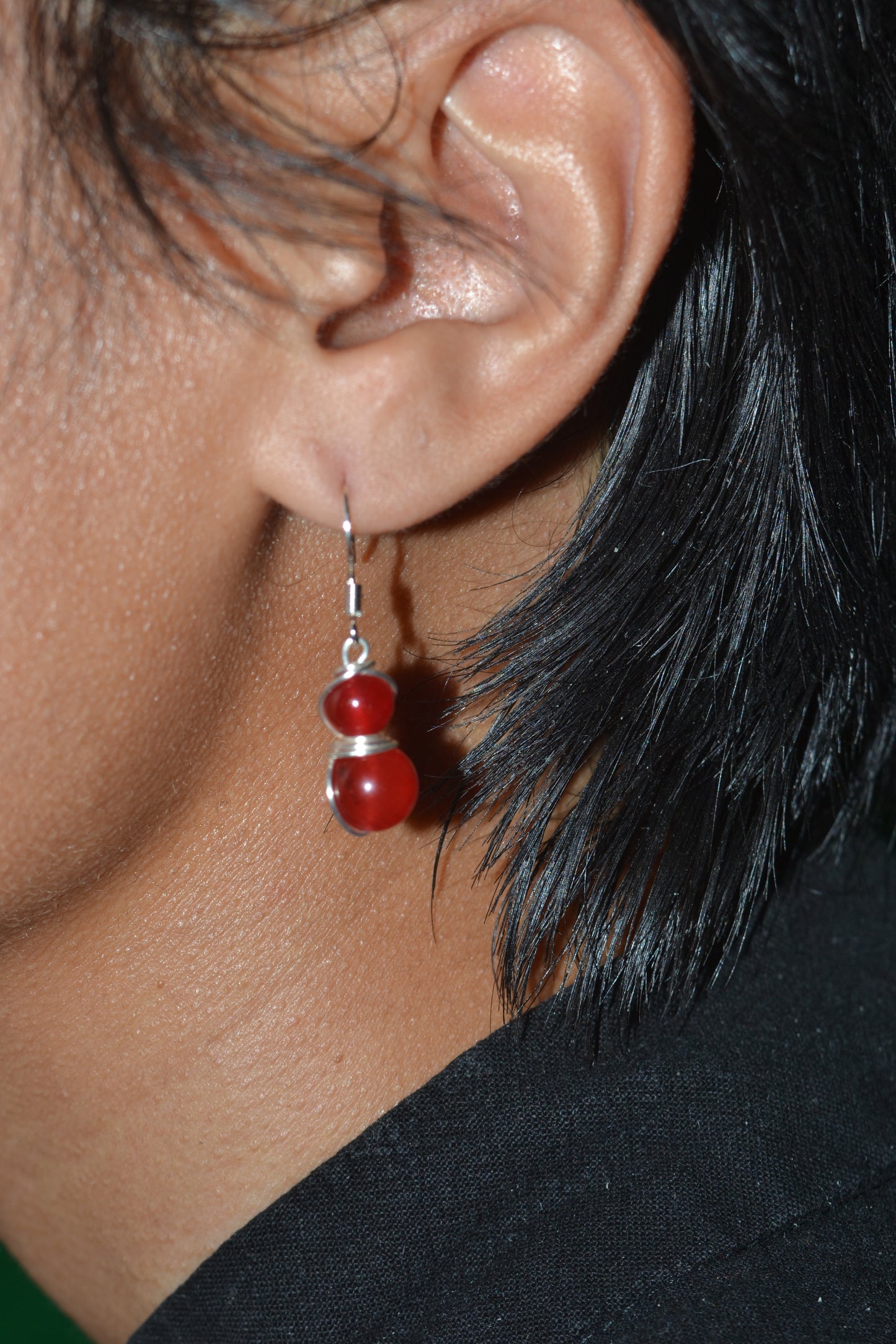Cherry Quartz Earrings – Graceful Clarity in Silver
