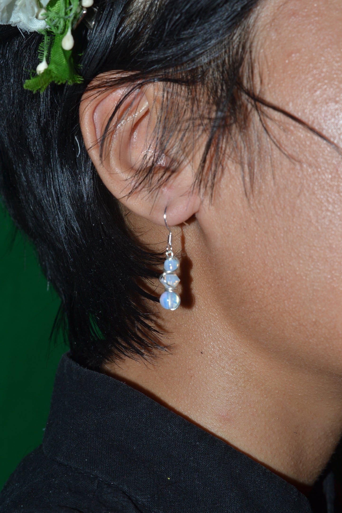 Opalite Tiered Earrings in Sterling Silver